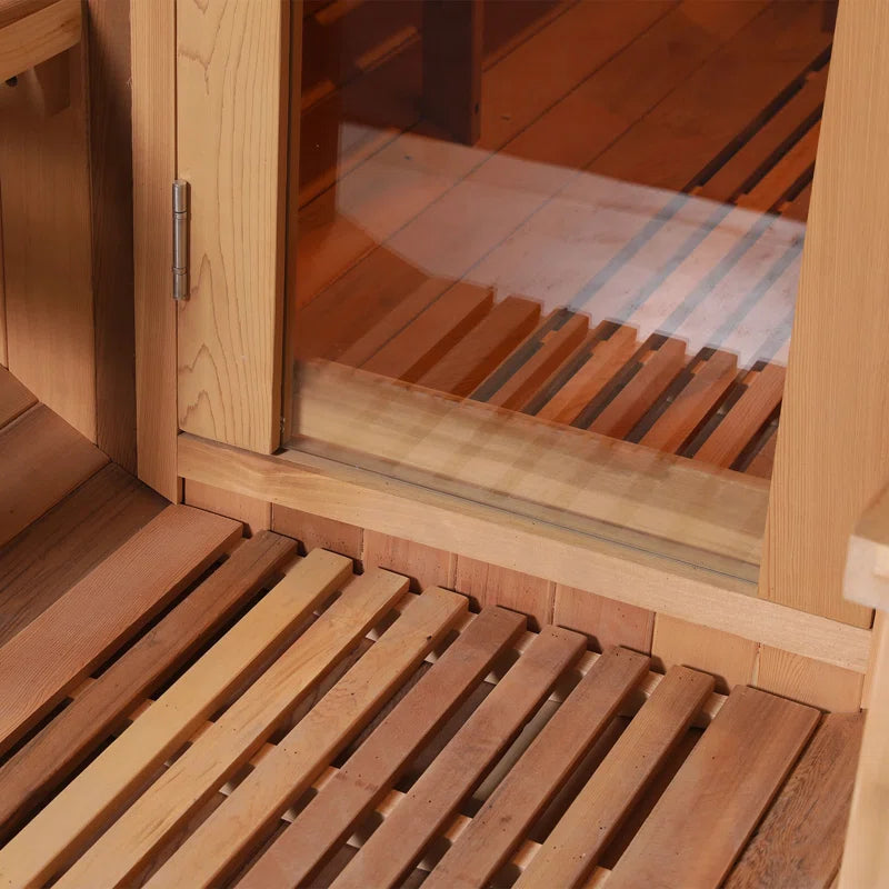 6-Person Patchworkred Cedar Traditional Steam Barrel Sauna